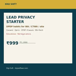 DPDP Consent & WhatsApp Lead Privacy Starter (Digi Soft)