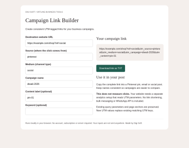 Campaign Link Builder - Offline UTM Tool | Digi Soft