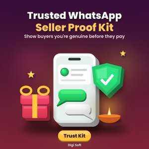 Trusted WhatsApp Seller Proof Kit – GSTIN & Payment-Name Verification Card, Order Template, Returns Card & COD Trust Scripts