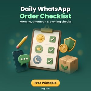 Free Daily WhatsApp Order Checklist – Printable A4 PDF: Reply, Confirm Address, Verify UPI & Dispatch