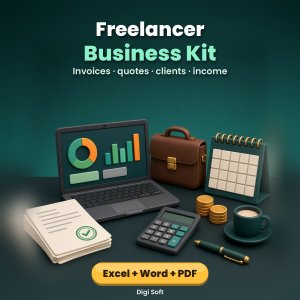 Freelancer Business Kit – Invoice Format with GST, Quotation Format & Proposal (Word) + Excel / Google Sheets Client, Project & Income Tracker + PDF