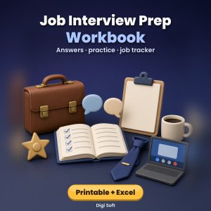 Job Interview Preparation Workbook + Job Application Tracker – Printable PDF + Excel / Google Sheets: 40 Questions, STAR Answers, Offer Compare