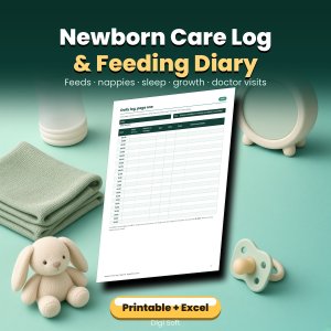 Newborn Baby Tracker Printable – Care Log & Feeding Diary PDF + Excel