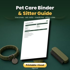 Pet Care Binder Printable – Vaccination Record & Sitter Guide + Excel