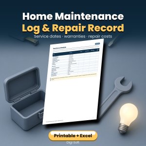 Home Maintenance Log Printable – Appliance & Repair Record + Excel